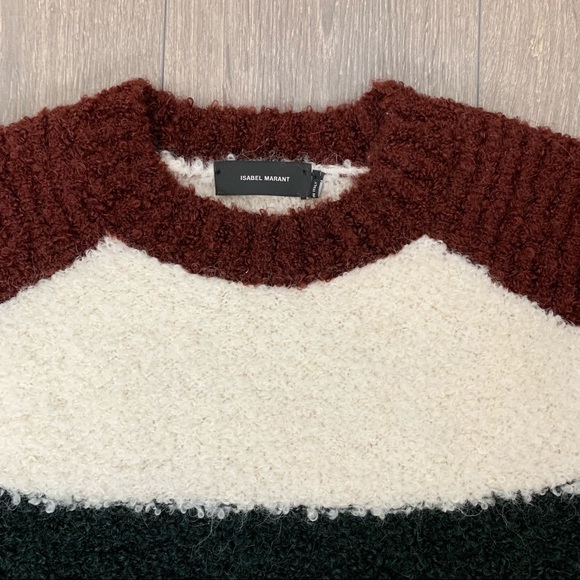 Isabel Marant Owel Colour Block Knit Sweater Ecru & Bottle Green Size US 34 - Picture 7 of 15